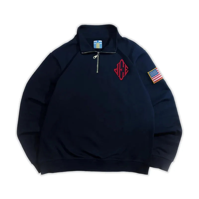 Y2K Retro Quarterzip Pullover Hoodie JEE Embroidery Pattern Sweatshirt American Vintage Casual Streetwear Men Oversized Coat - Image 6